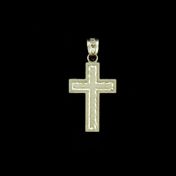 Real 10K Yellow Gold Diamond Cut Jesus Crucifix Cross Pendant - Picture 3 of 5